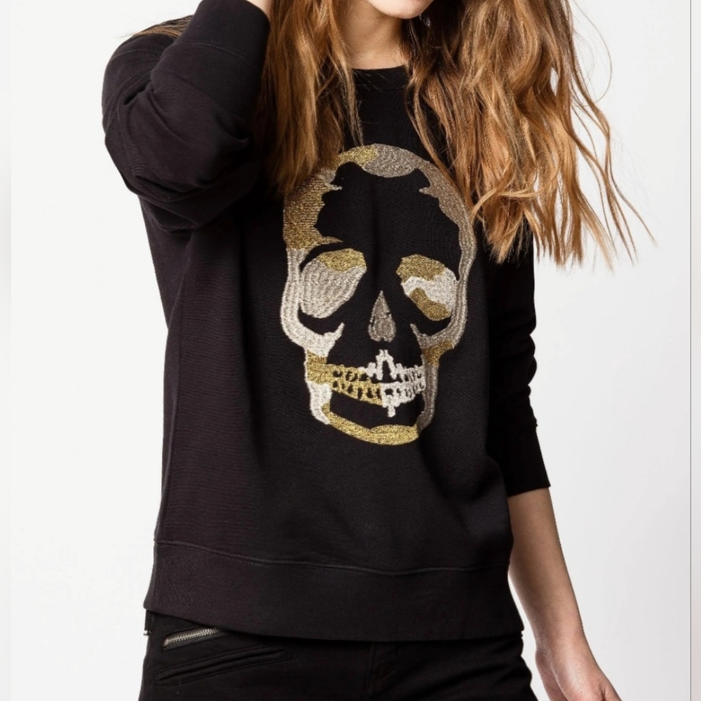 Zadig & Voltaire Skull Gold Sweatshirt NWT